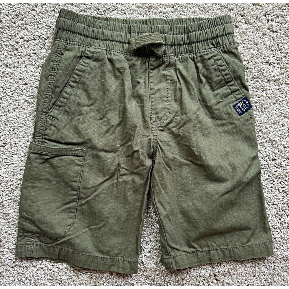 Lucky Brand Boys Pull On Cargo Chino Shorts Army Green Elastic Waist size 8 A235